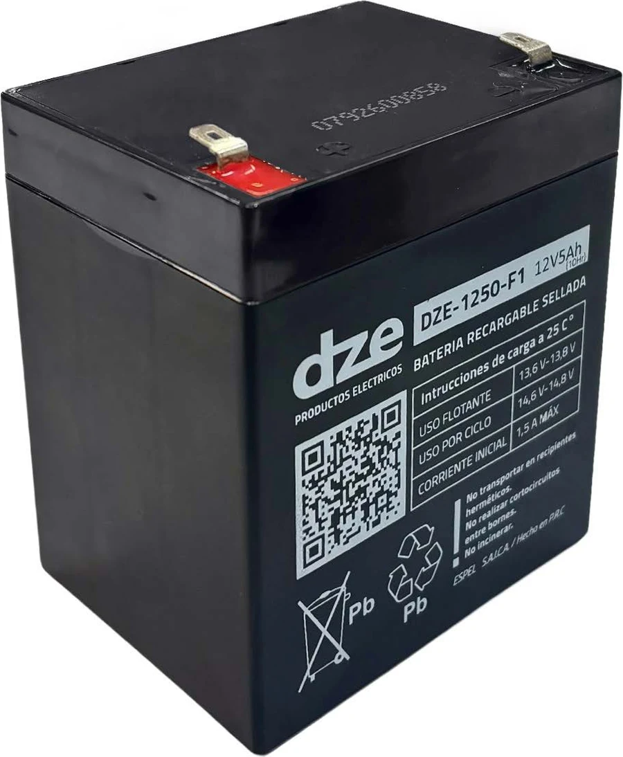 Batería DZE-1250-F1 de 12v y 5Ah, sellada, con terminal F1